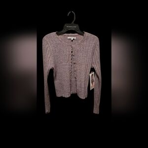 Celebrity Pink Women's Button Down Ribbed Top - Gray